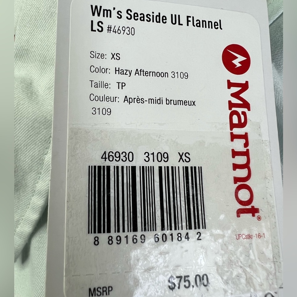 🎯NWT Marmot Seaside Ultra Lightweight Flannel Shirt Size XS - Picture 11 of 11